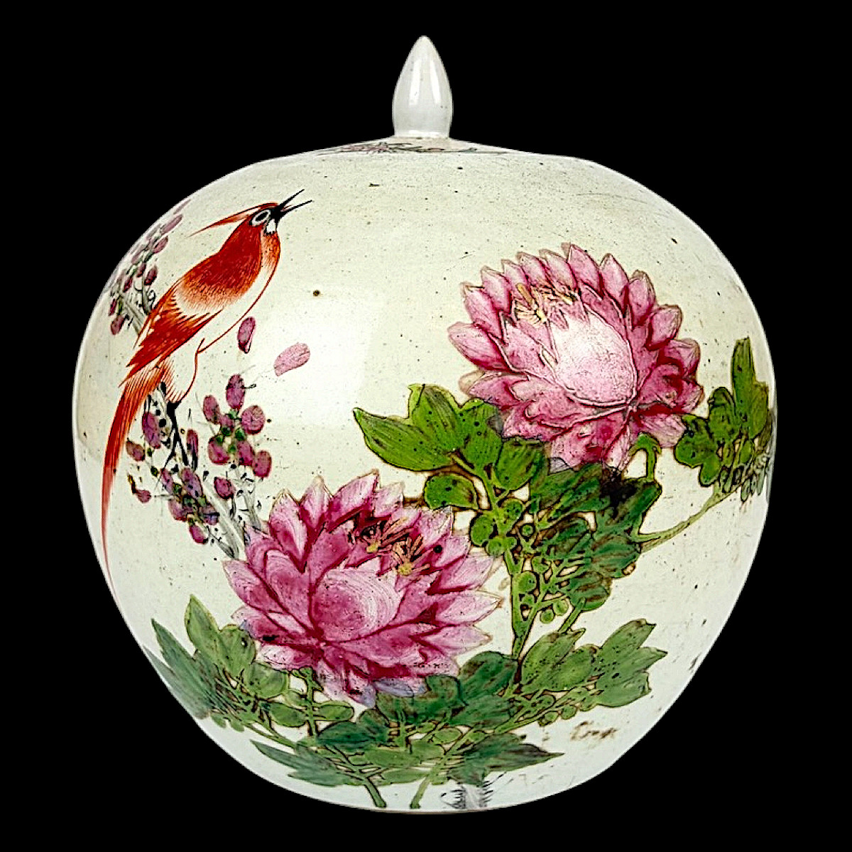 Vase Dated 1923 - China - Famille Rose Porcelain - Republic Period - Bird And Peonies