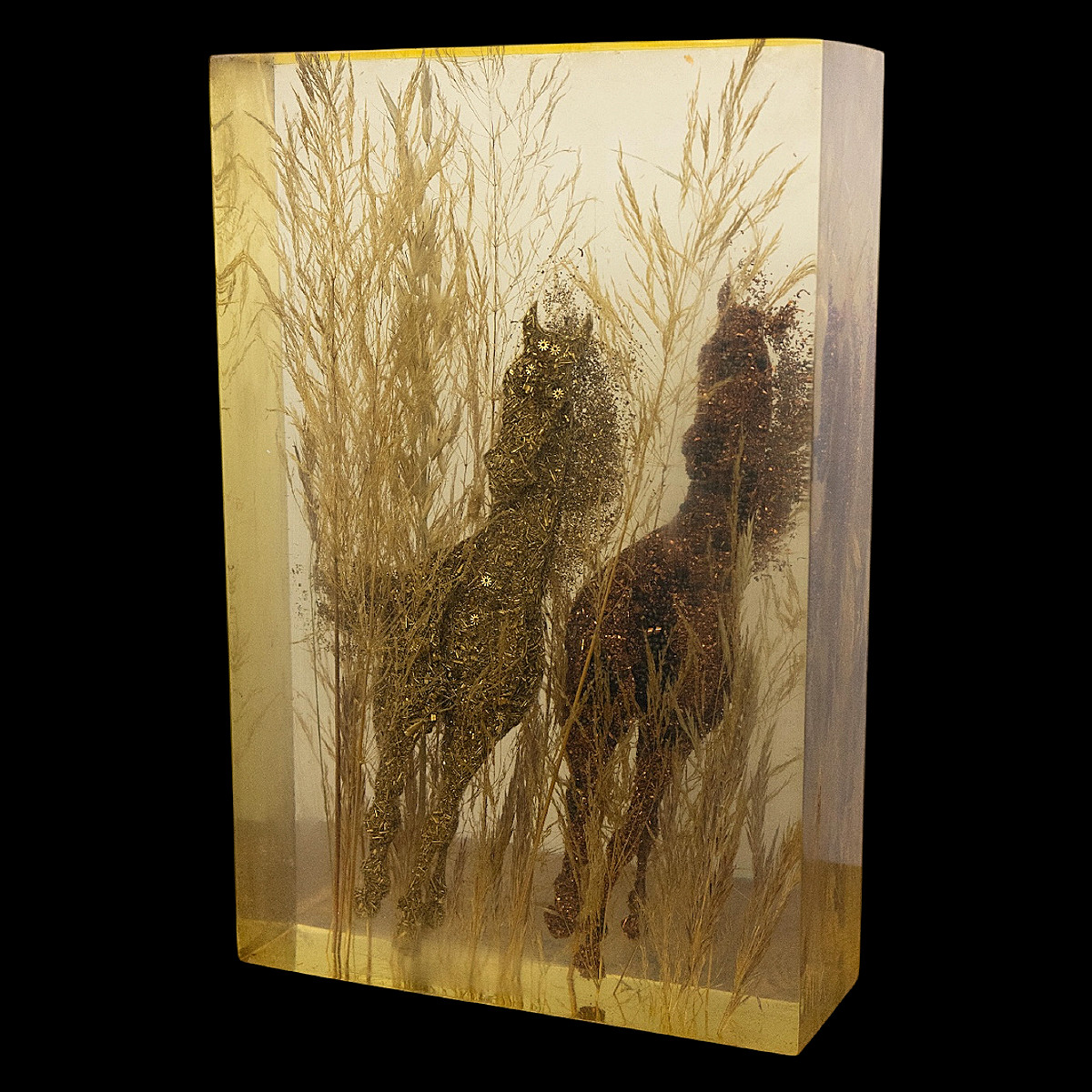 Pierre Giraudon (1923-2012) - Resin Sculpture With Two Horses - 20th Century - Height 39cm