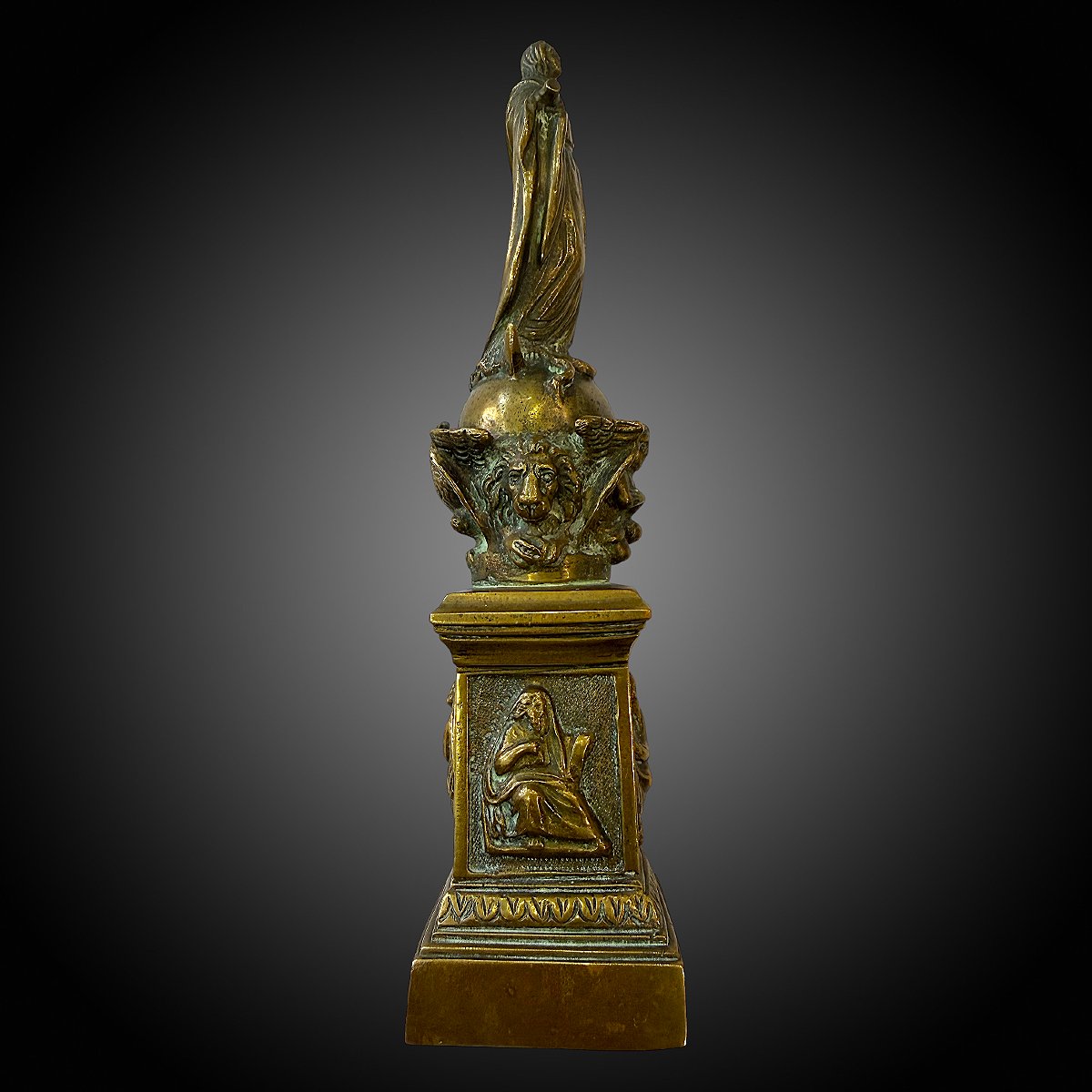 Statuette Vierge Immaculée Conception - Tetramorph In Bronze - H 22 Cm - 19th Century-photo-4