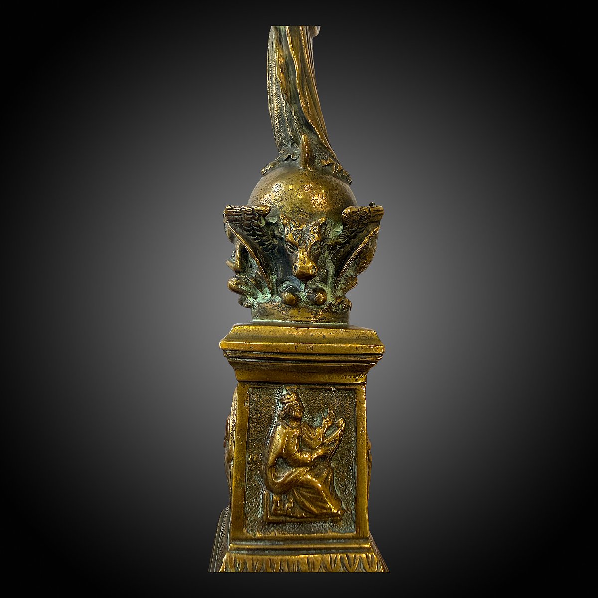 Statuette Vierge Immaculée Conception - Tetramorph In Bronze - H 22 Cm - 19th Century-photo-4