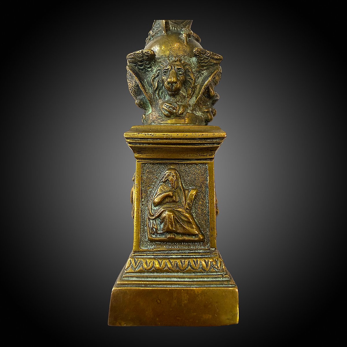 Statuette Vierge Immaculée Conception - Tetramorph In Bronze - H 22 Cm - 19th Century-photo-7