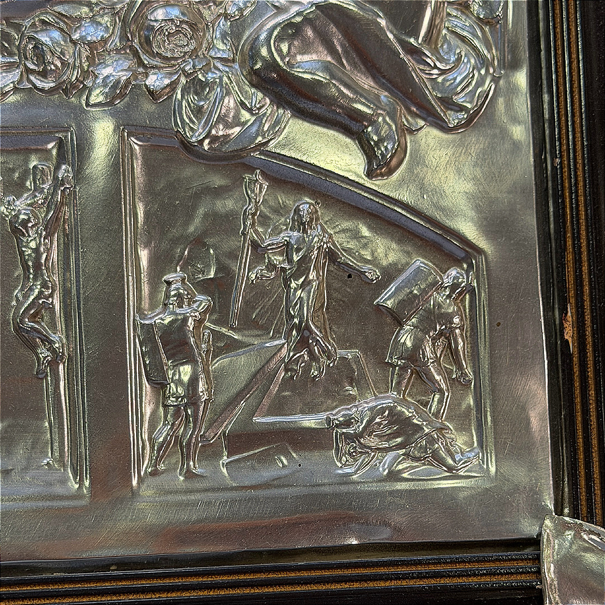 Tableau De Dévotion Sainte Famille Et Passion - Embossed Copper And Nickel Silver - 19th Century-photo-4