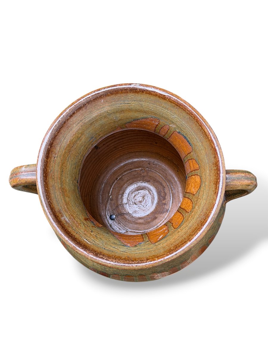 Oil Jar Or Vase In Glazed Terracotta With 2 Handles - XIXth Century - Art Populaire - H34cm-photo-2