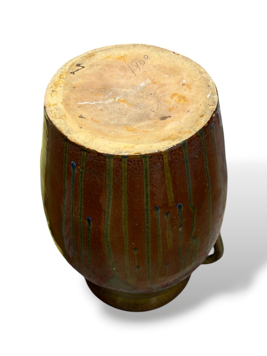 Oil Jar Or Vase In Glazed Terracotta With 2 Handles - XIXth Century - Art Populaire - H34cm-photo-4