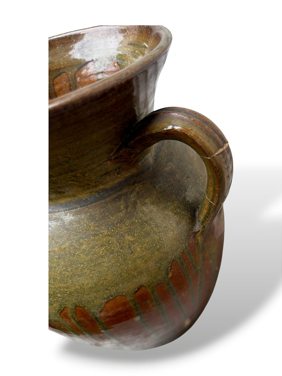 Oil Jar Or Vase In Glazed Terracotta With 2 Handles - XIXth Century - Art Populaire - H34cm-photo-1