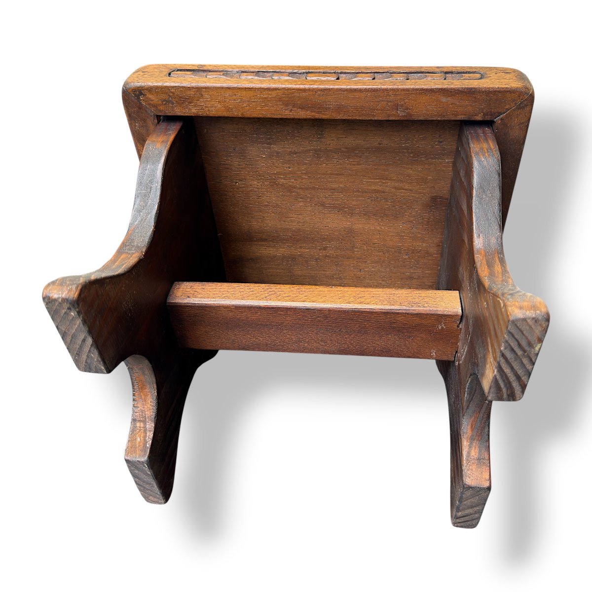 Tabouret en Chêne sculpté ou Porte-plantes - Travail artisanal Fin XIXe/Début XXe siècle H26cm-photo-1