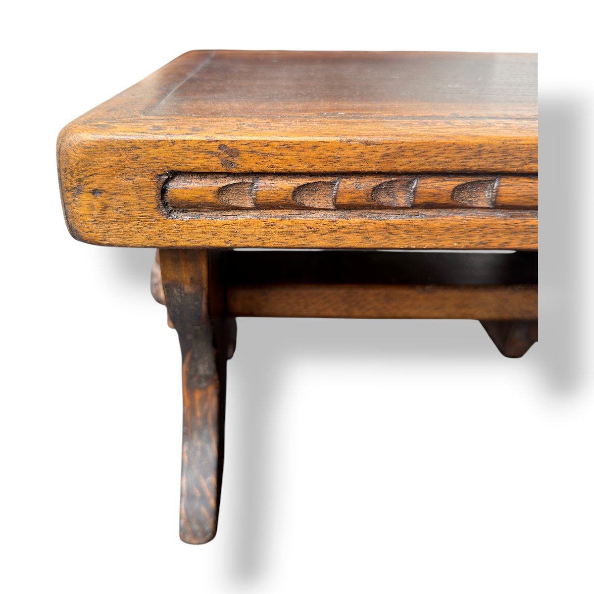 Tabouret en Chêne sculpté ou Porte-plantes - Travail artisanal Fin XIXe/Début XXe siècle H26cm-photo-2