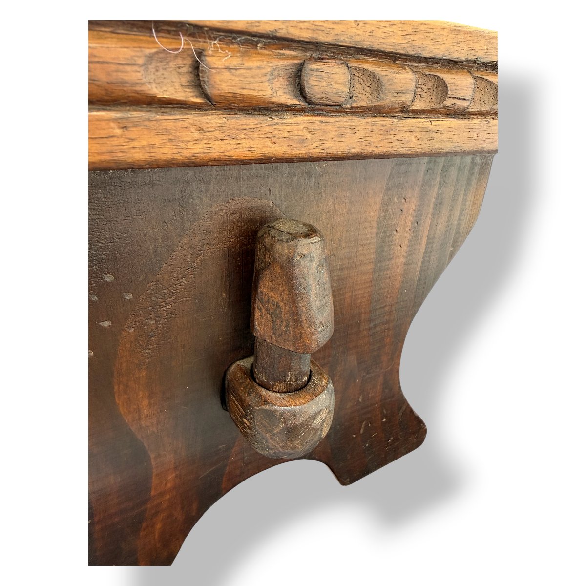 Tabouret en Chêne sculpté ou Porte-plantes - Travail artisanal Fin XIXe/Début XXe siècle H26cm-photo-3