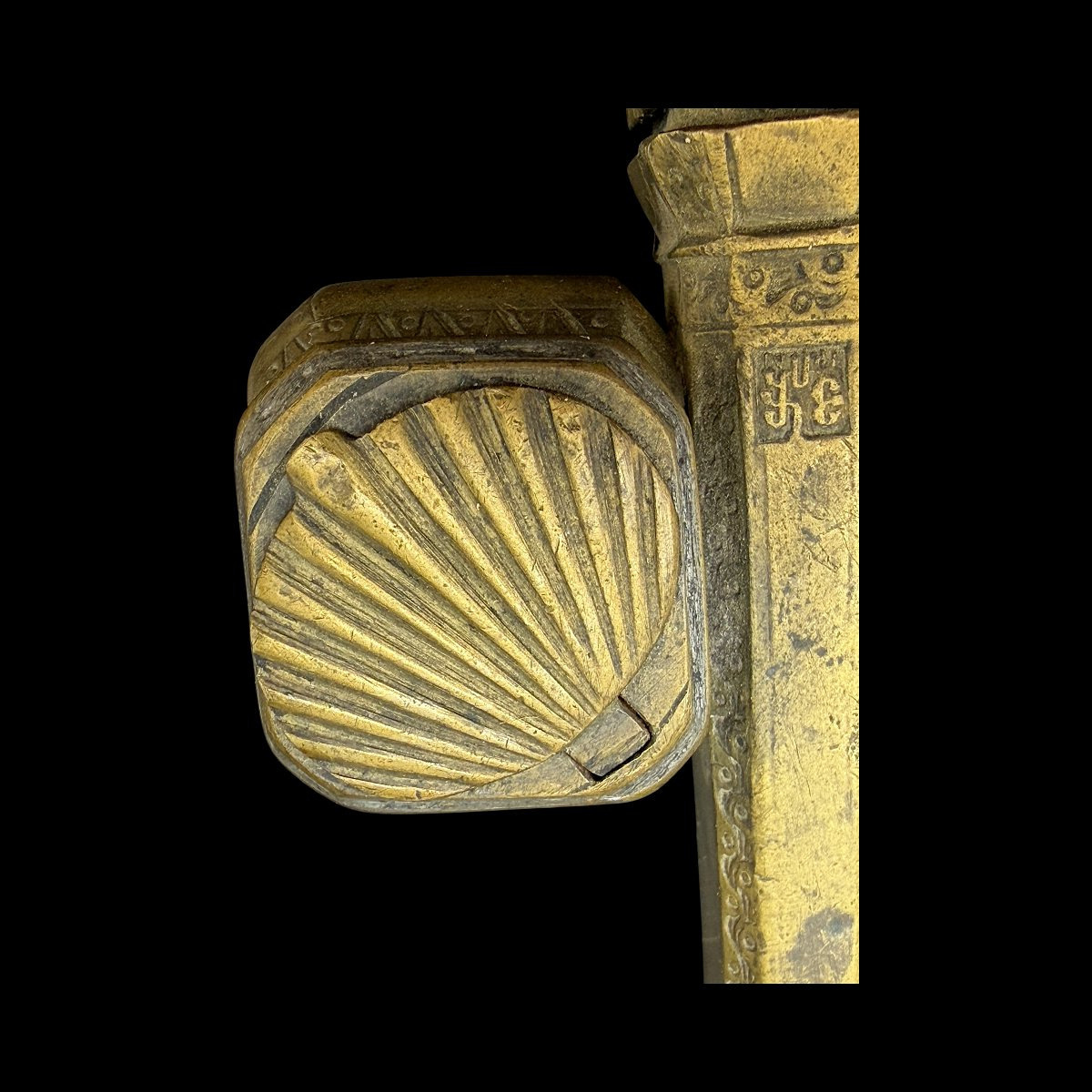 Ottoman Divit Qalamdan Engraved Brass Inkwell - 19th C. Circa 1850 Signed By The Craftsman-photo-4
