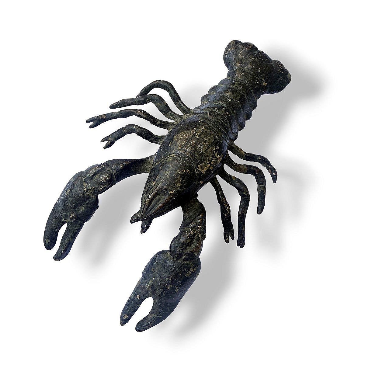 Bronze Statuette Or Press Paper Crayfish Patina - Objet De Cabinet De Curiosités - XXth C-photo-2