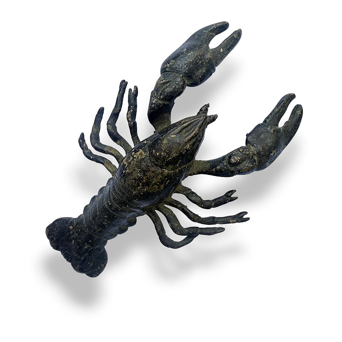 Bronze Statuette Or Press Paper Crayfish Patina - Objet De Cabinet De Curiosités - XXth C-photo-4