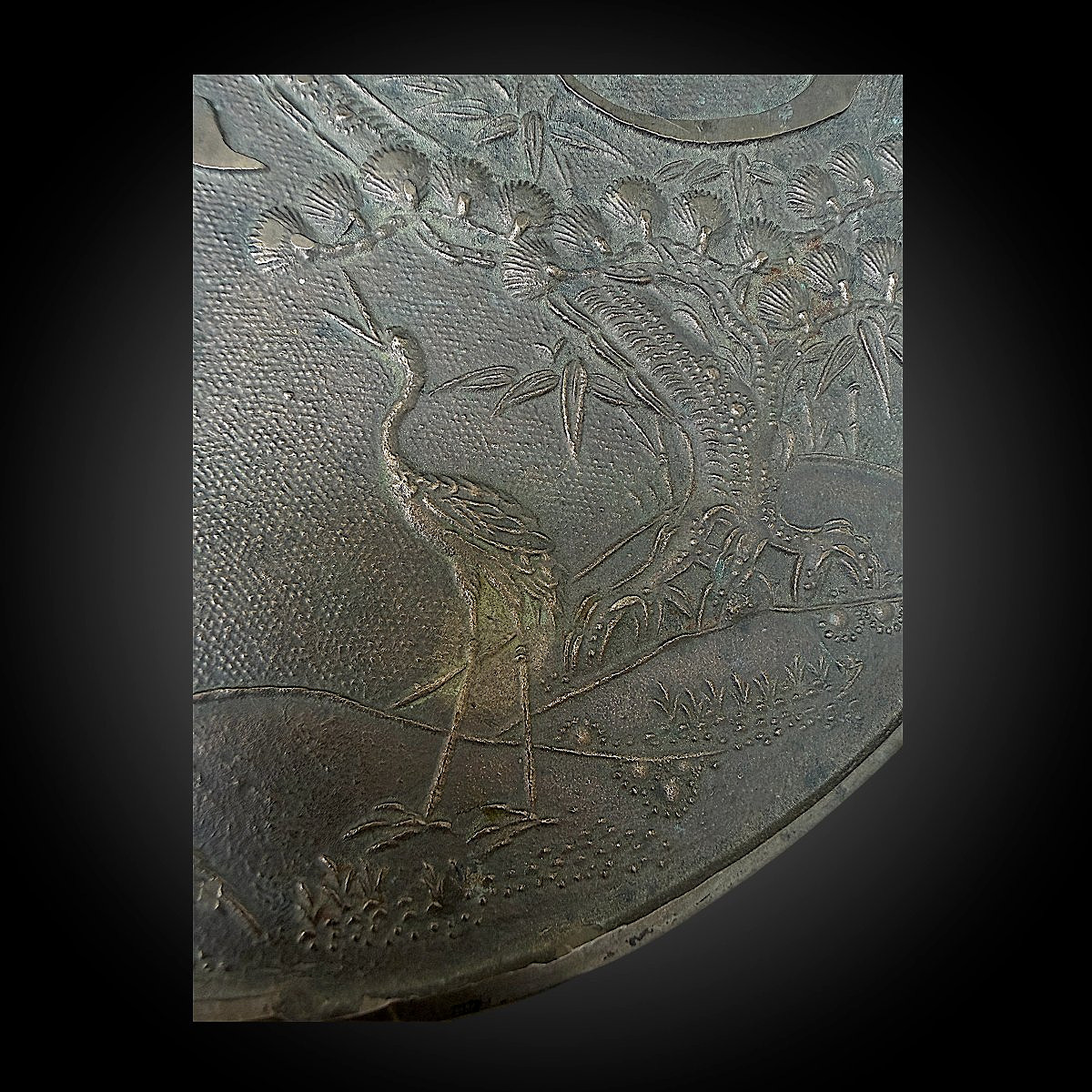 Japanese Kagami Bronze Hand Mirror With Lacquered Case - Meiji Period (1852-1912)-photo-2