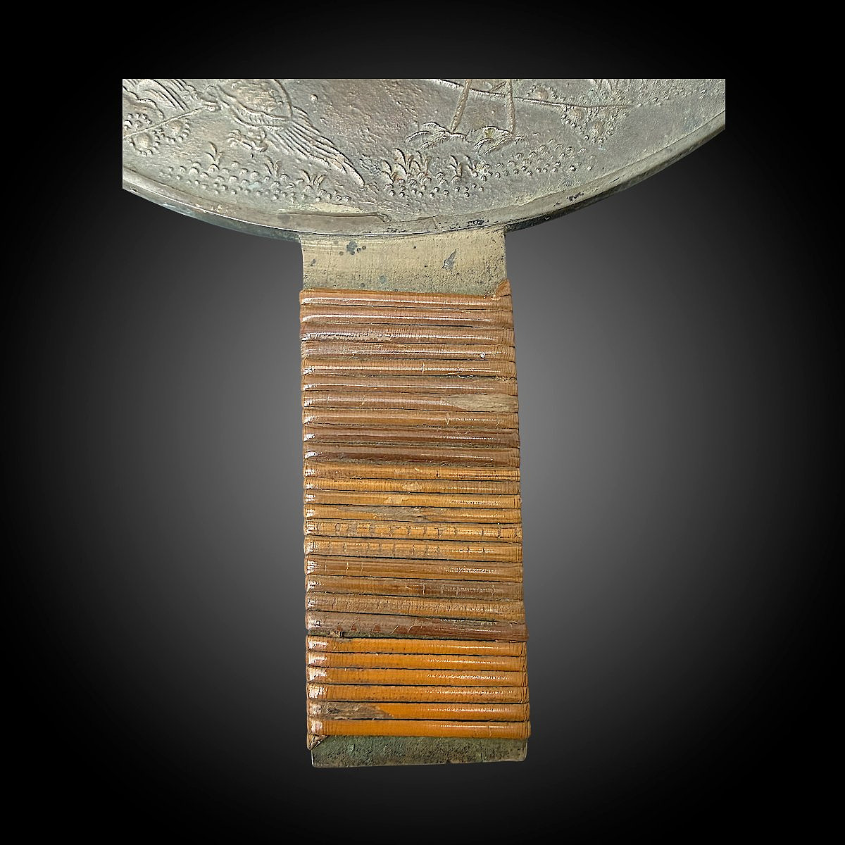 Japanese Kagami Bronze Hand Mirror With Lacquered Case - Meiji Period (1852-1912)-photo-3