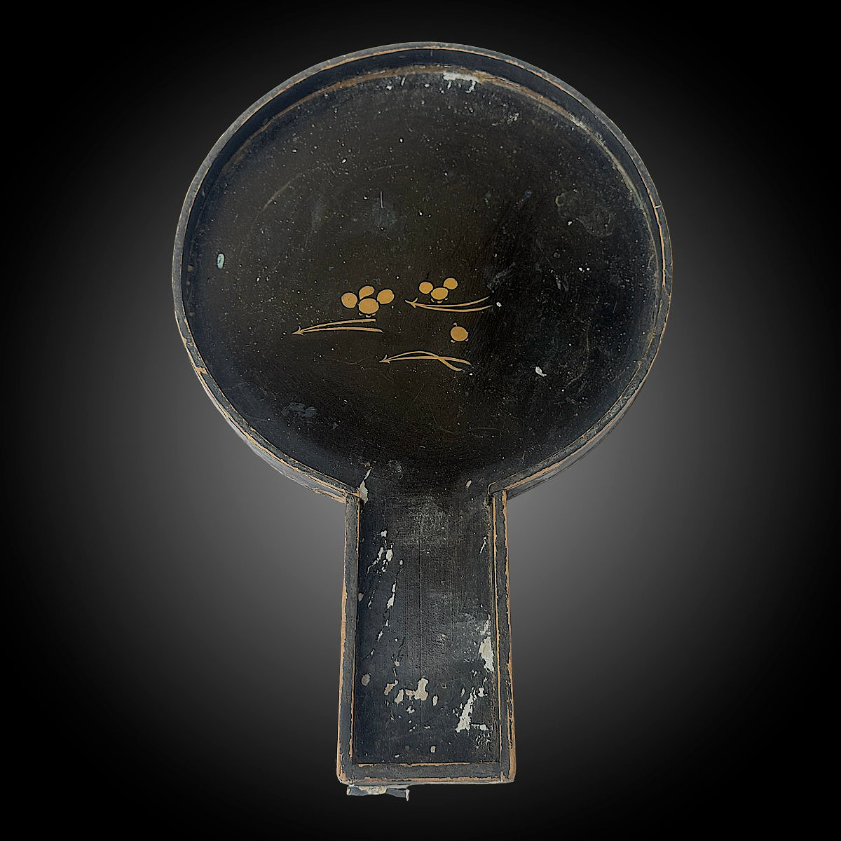 Japanese Kagami Bronze Hand Mirror With Lacquered Case - Meiji Period (1852-1912)-photo-5