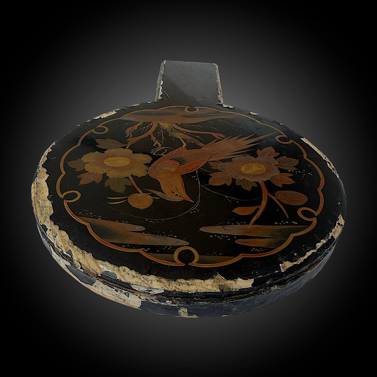 Japanese Kagami Bronze Hand Mirror With Lacquered Case - Meiji Period (1852-1912)-photo-8