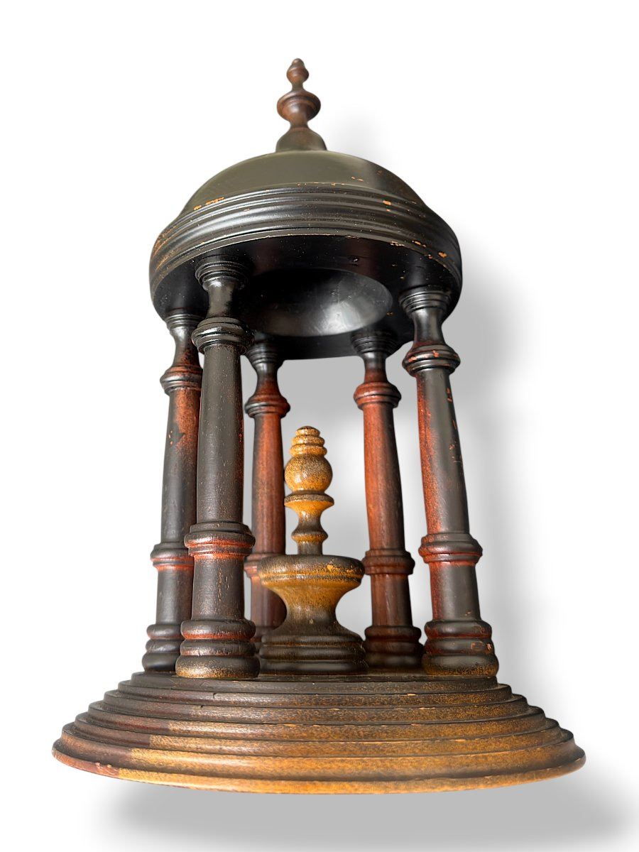 Turned Ebonized Wood Temple - Watch-holder - Souvenir Du Grand Tour - 19th Century-photo-2