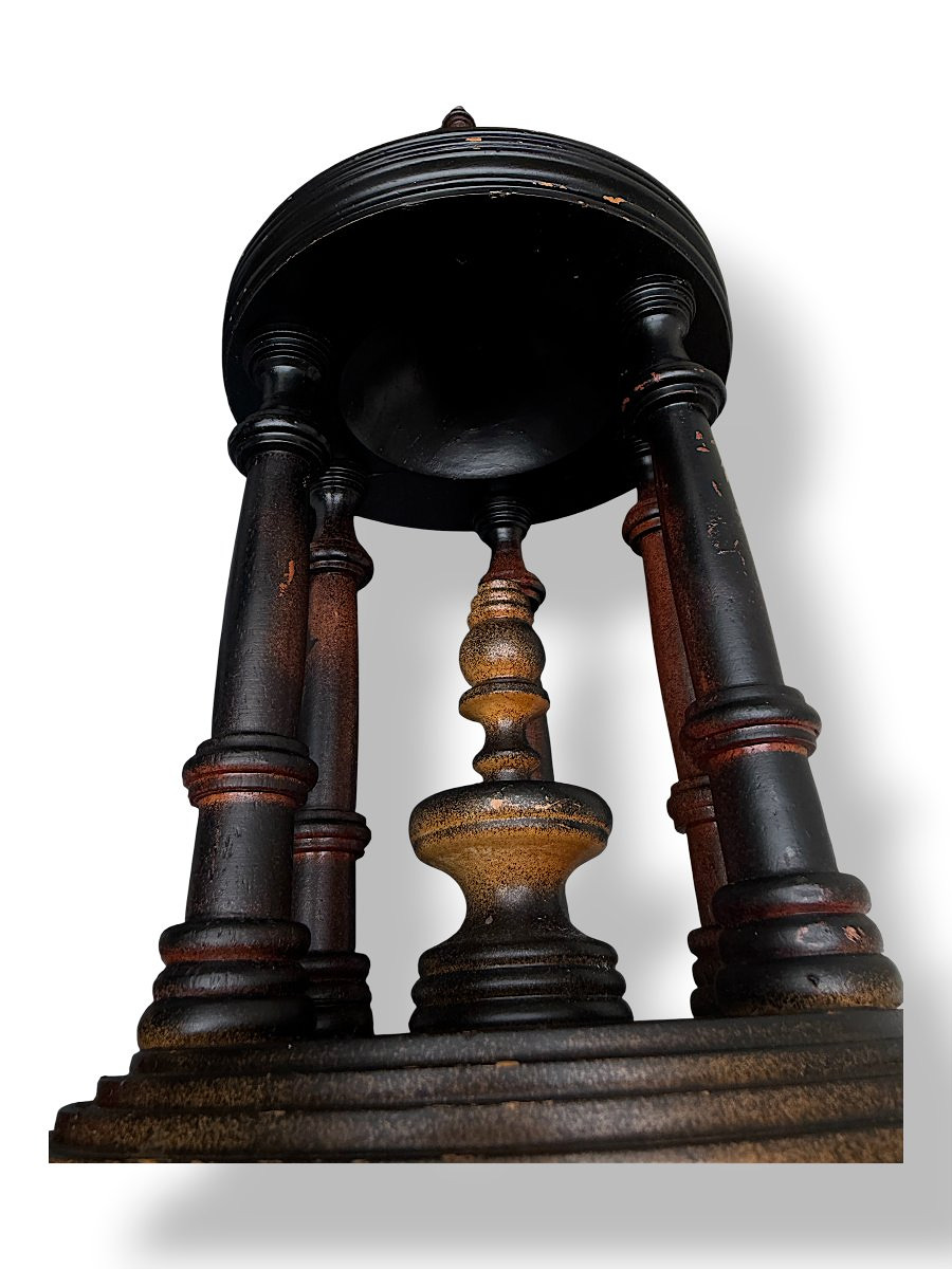 Turned Ebonized Wood Temple - Watch-holder - Souvenir Du Grand Tour - 19th Century-photo-4