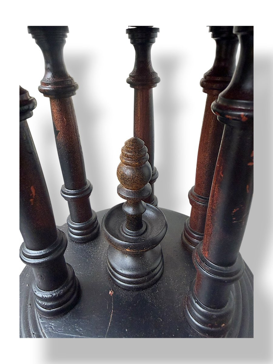 Turned Ebonized Wood Temple - Watch-holder - Souvenir Du Grand Tour - 19th Century-photo-3