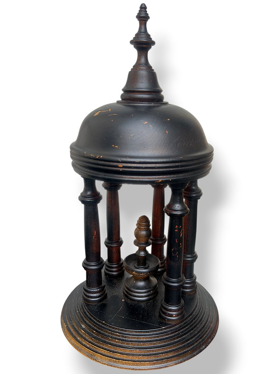 Turned Ebonized Wood Temple - Watch-holder - Souvenir Du Grand Tour - 19th Century