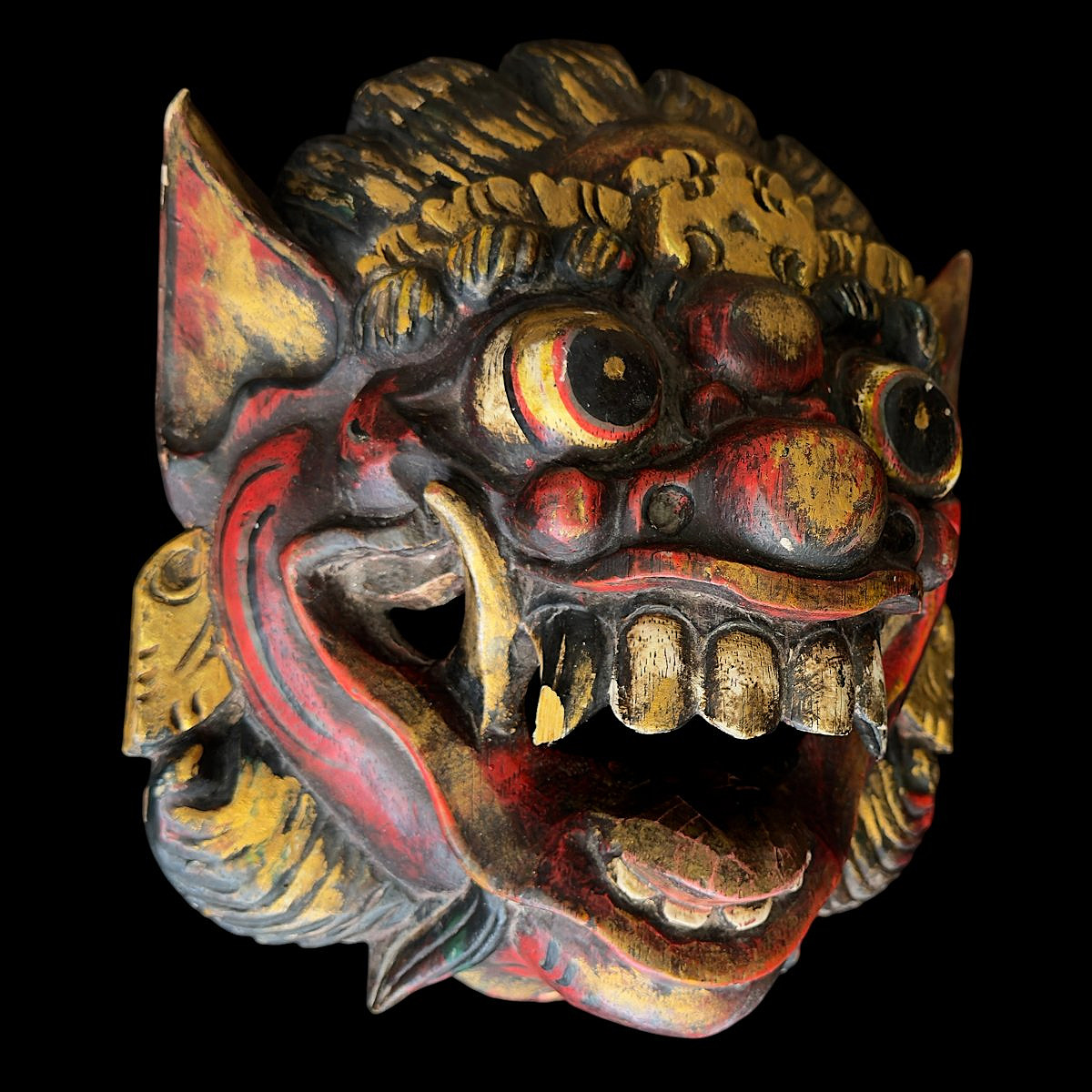 Masque Balinais en Bois Sculpté et Polychromé – Bali - Indonésie - XXe Siècle –Hauteur 24 cm-photo-3