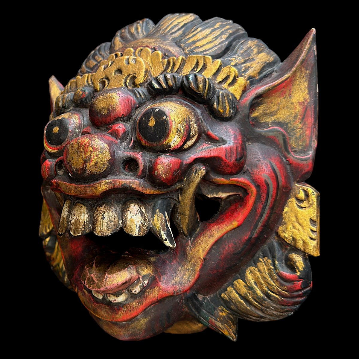 Masque Balinais en Bois Sculpté et Polychromé – Bali - Indonésie - XXe Siècle –Hauteur 24 cm