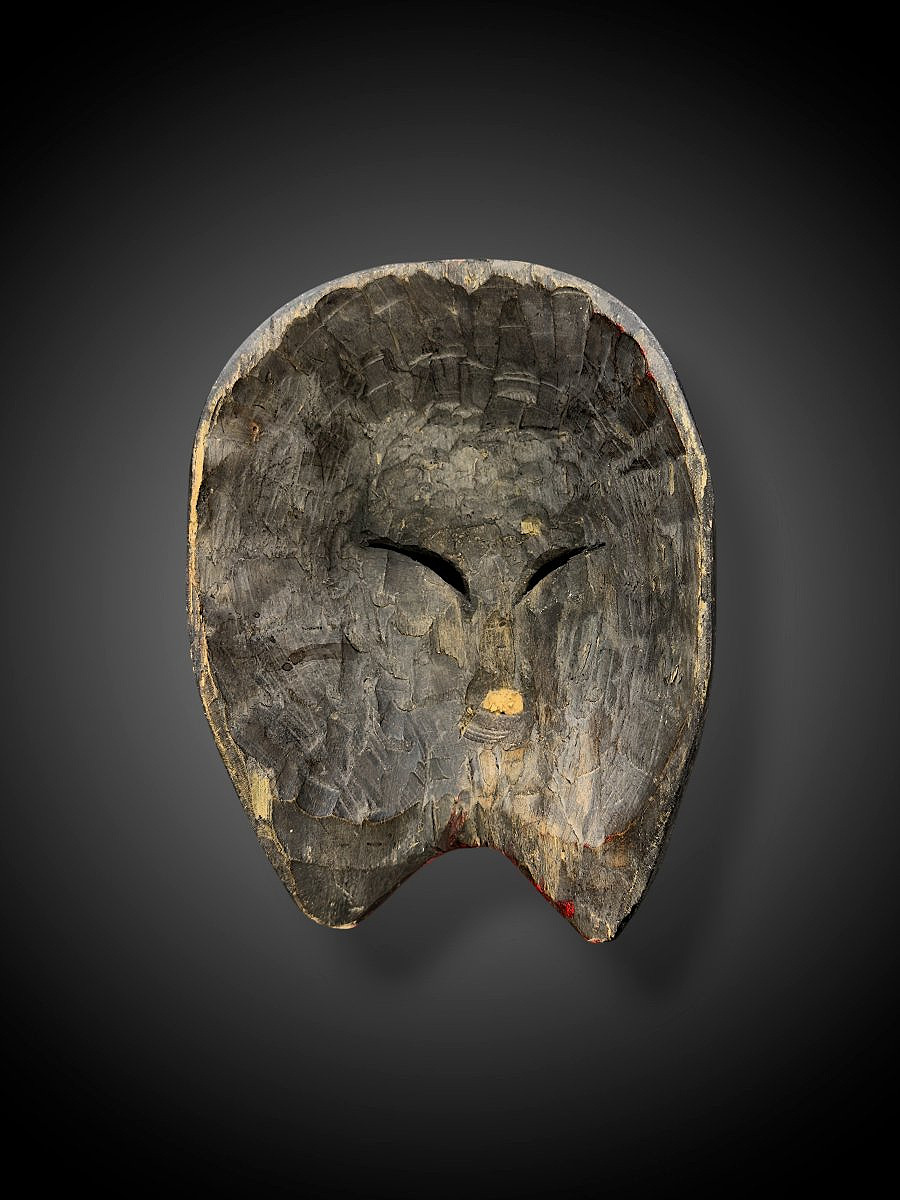 Masque de Théâtre Chinois en Bois Sculpté et Polychromé – Époque Qing - Fin XIXe - Début XXe S.-photo-4