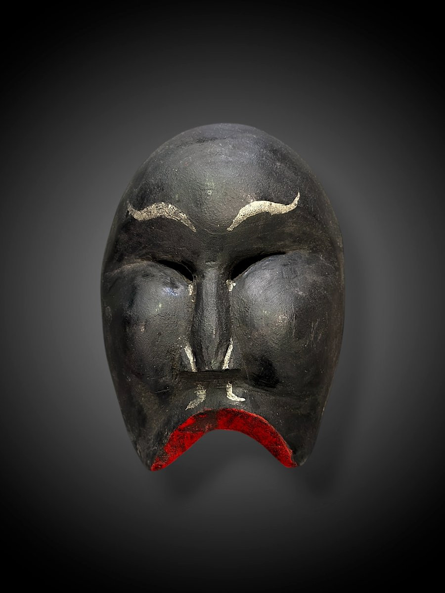Masque de Théâtre Chinois en Bois Sculpté et Polychromé – Époque Qing - Fin XIXe - Début XXe S.