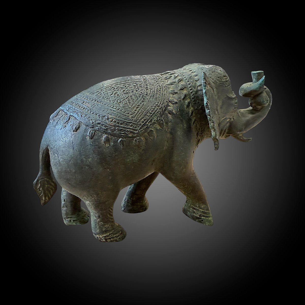 Bronze Elephant With Patina And Armor - Southeast Asia - Mid-20th Century, Circa 1970 - L 18 Cm-photo-3