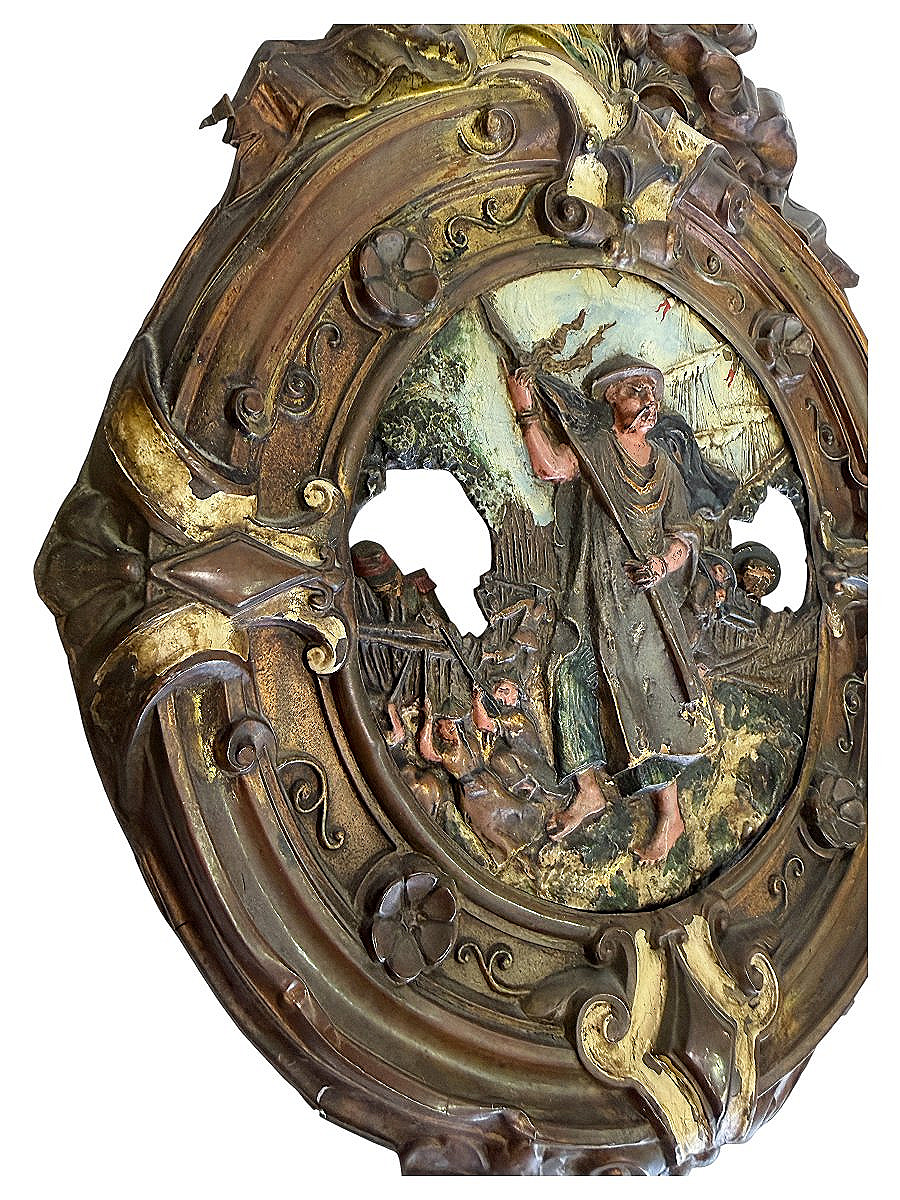 Fronton de pendule à automates en métal - Scène militaire -  XIXe siècle - Époque Napoléon III-photo-2
