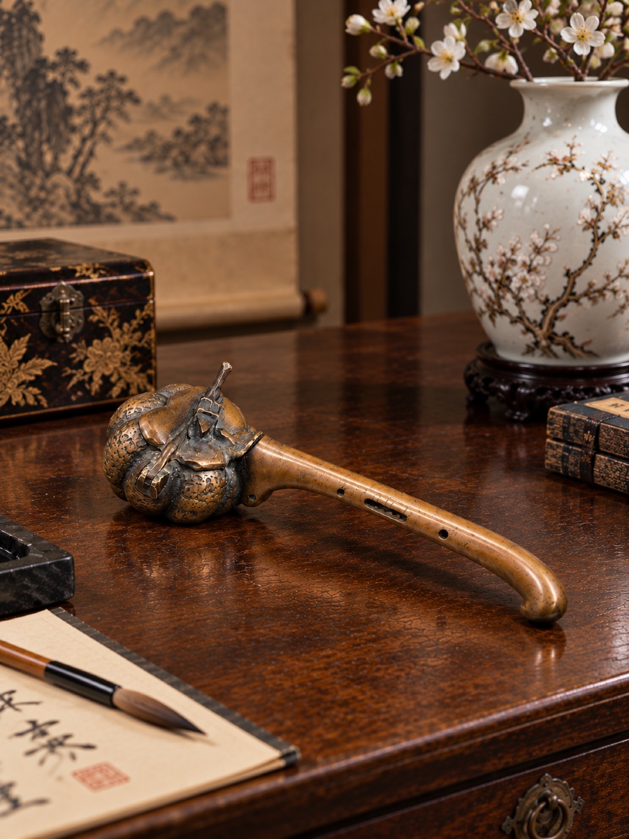 Encrier Japonais en Bronze dit "Yatate" Nécessaire d'écriture portatif - Époque Edo (1603-1868)-photo-2