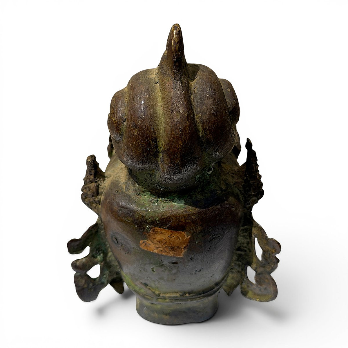 Patinated Bronze Head Of A Buddhist Deity—asian Art, Late 19th/early 20th Century—h 14.5 Cm-photo-4