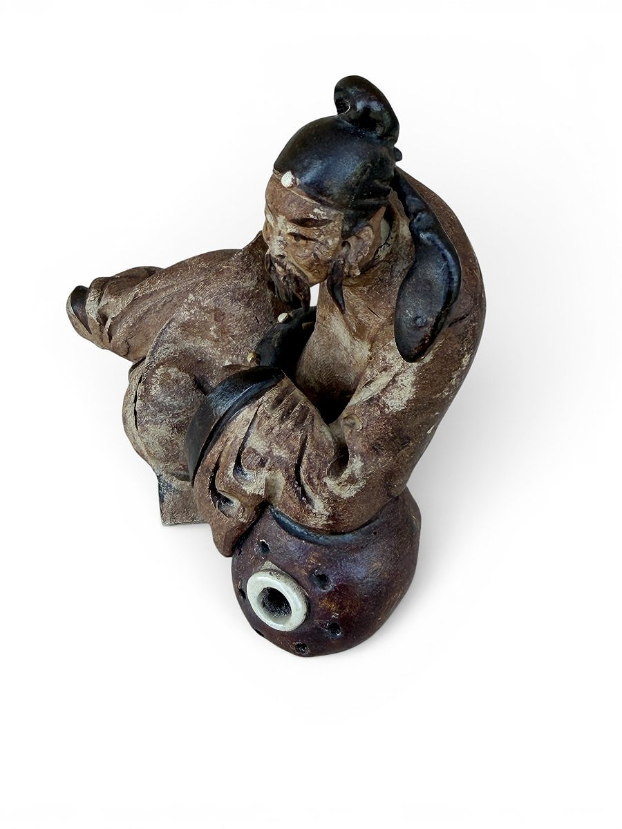 Polychrome Terracotta Statuette Of An Eastern Sage - Asian Art - Late 19th / Early 20th Century-photo-2