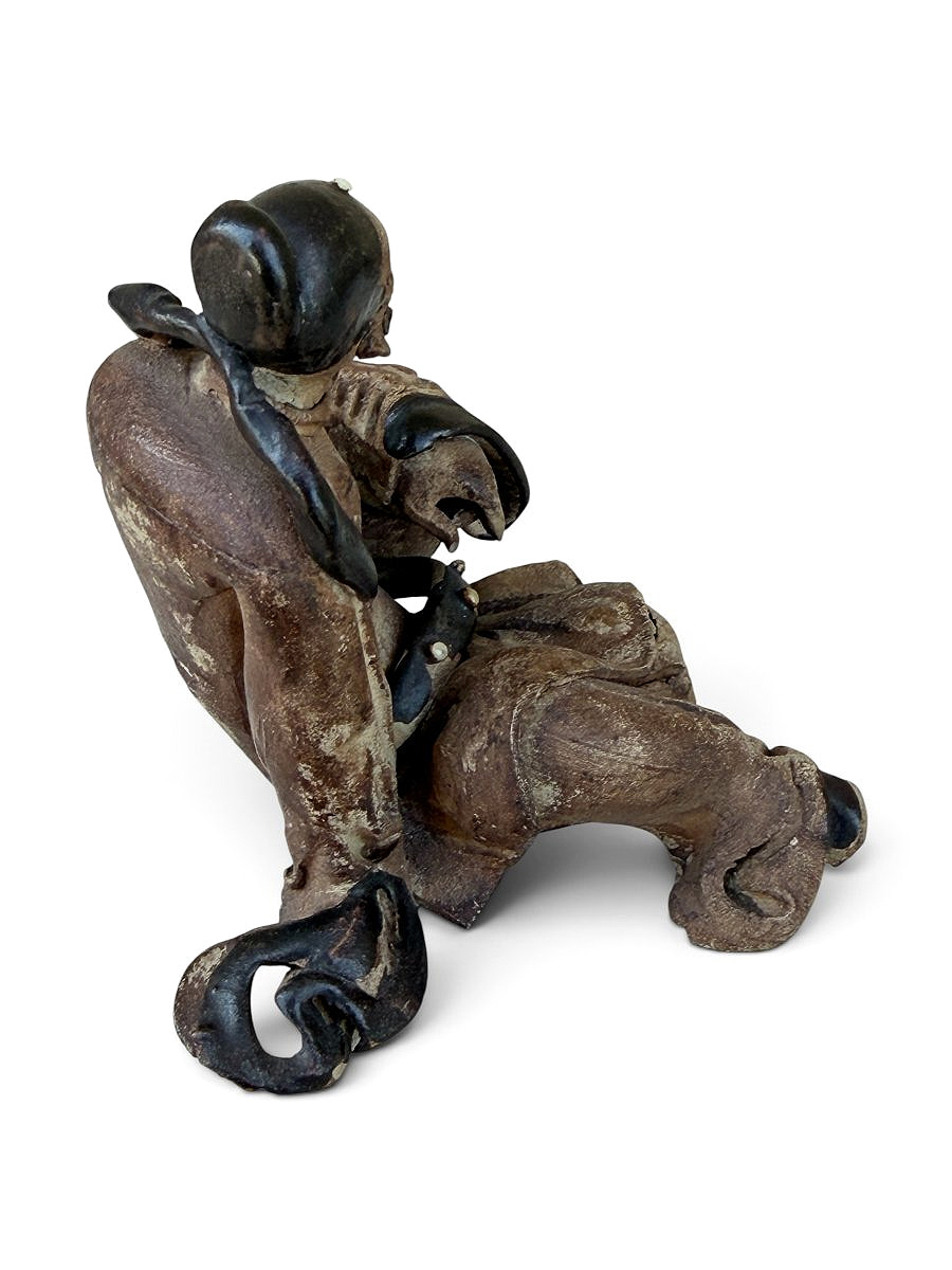 Polychrome Terracotta Statuette Of An Eastern Sage - Asian Art - Late 19th / Early 20th Century-photo-3