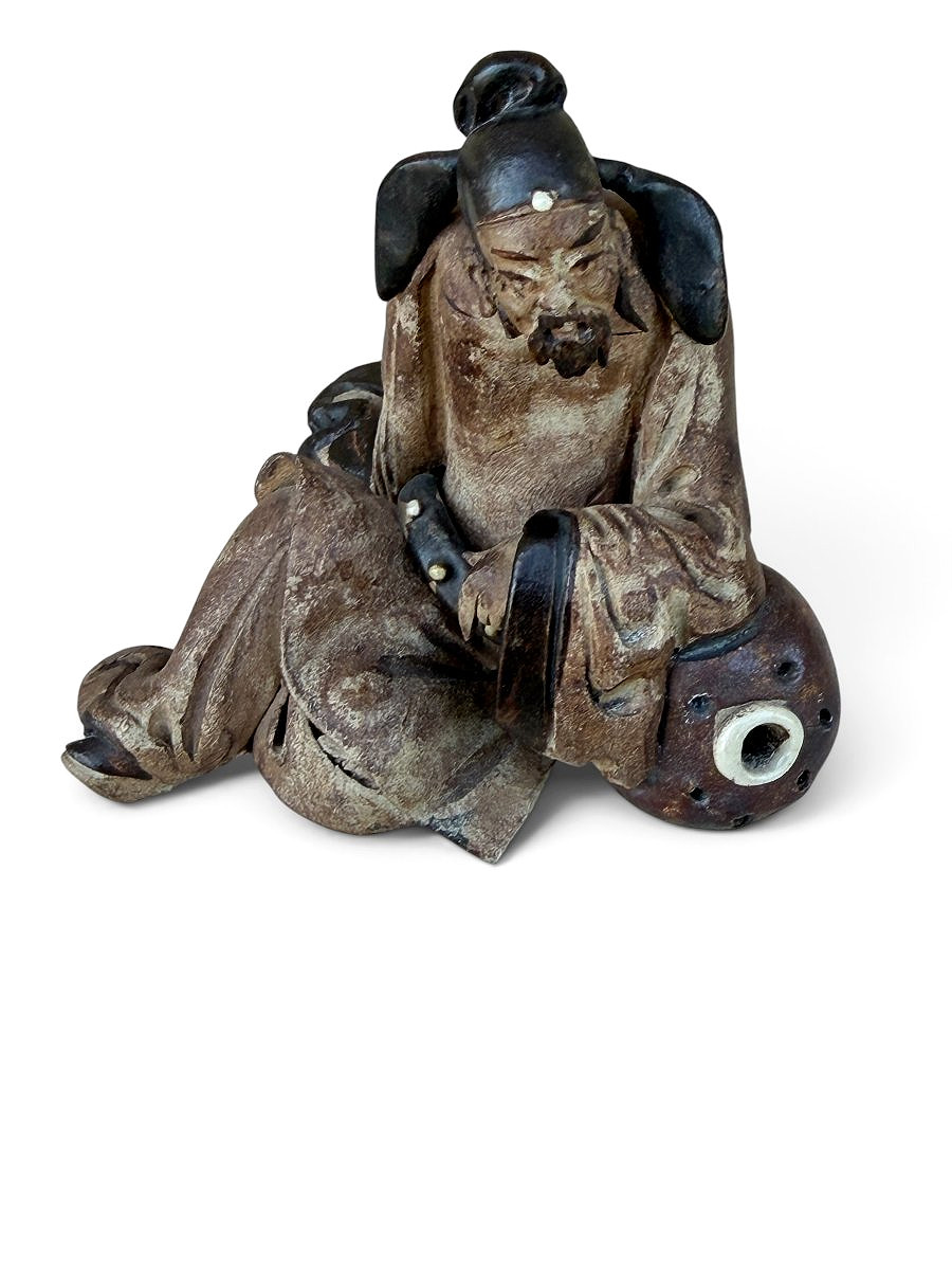 Polychrome Terracotta Statuette Of An Eastern Sage - Asian Art - Late 19th / Early 20th Century