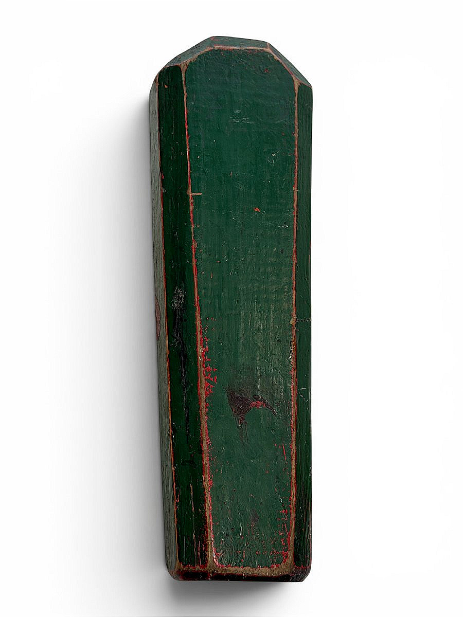 Coffin Étui Porte-Pierre à Faux en Bois Sculpté Polychrome Art Populaire Curiosité - XIXe s.-photo-4