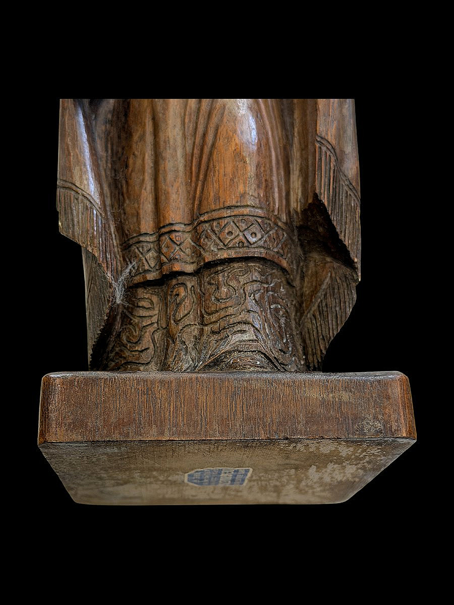 Christ Roi Sacré-Cœur Sculpture Bois Sculpté Art Religieux Art Populaire XXe s. Desgodets Paris-photo-4