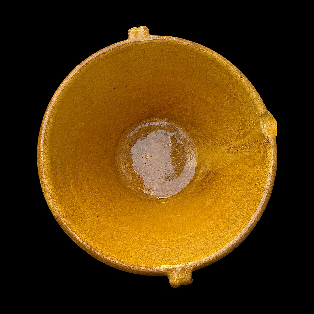 Glazed Terracotta Bowl (or Salad Bowl) With Spout - Mid-19th Century - ø 47 Cm-photo-2
