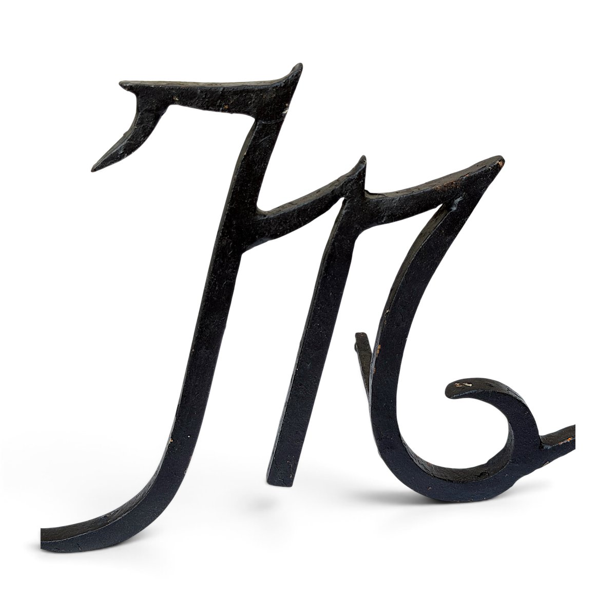 Set Of Four Black Wrought-iron Letters Forming The Name Of A Property Or Castle -  Circa 1900-photo-4