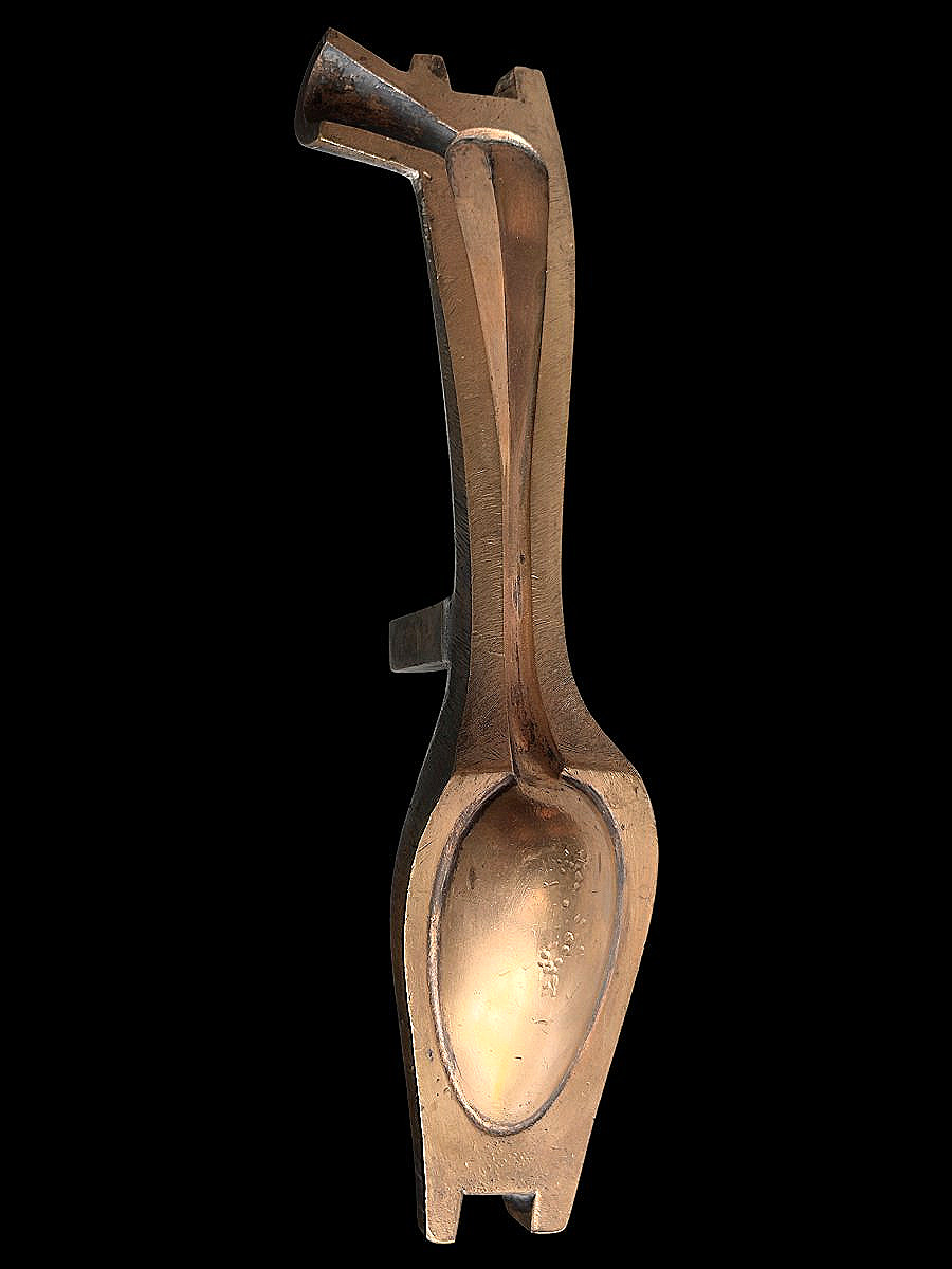 Moule à Cuillères en Bronze à Décor de Médaillon - Outil d’Artisanat du XIXe siècle (vers 1900)-photo-2