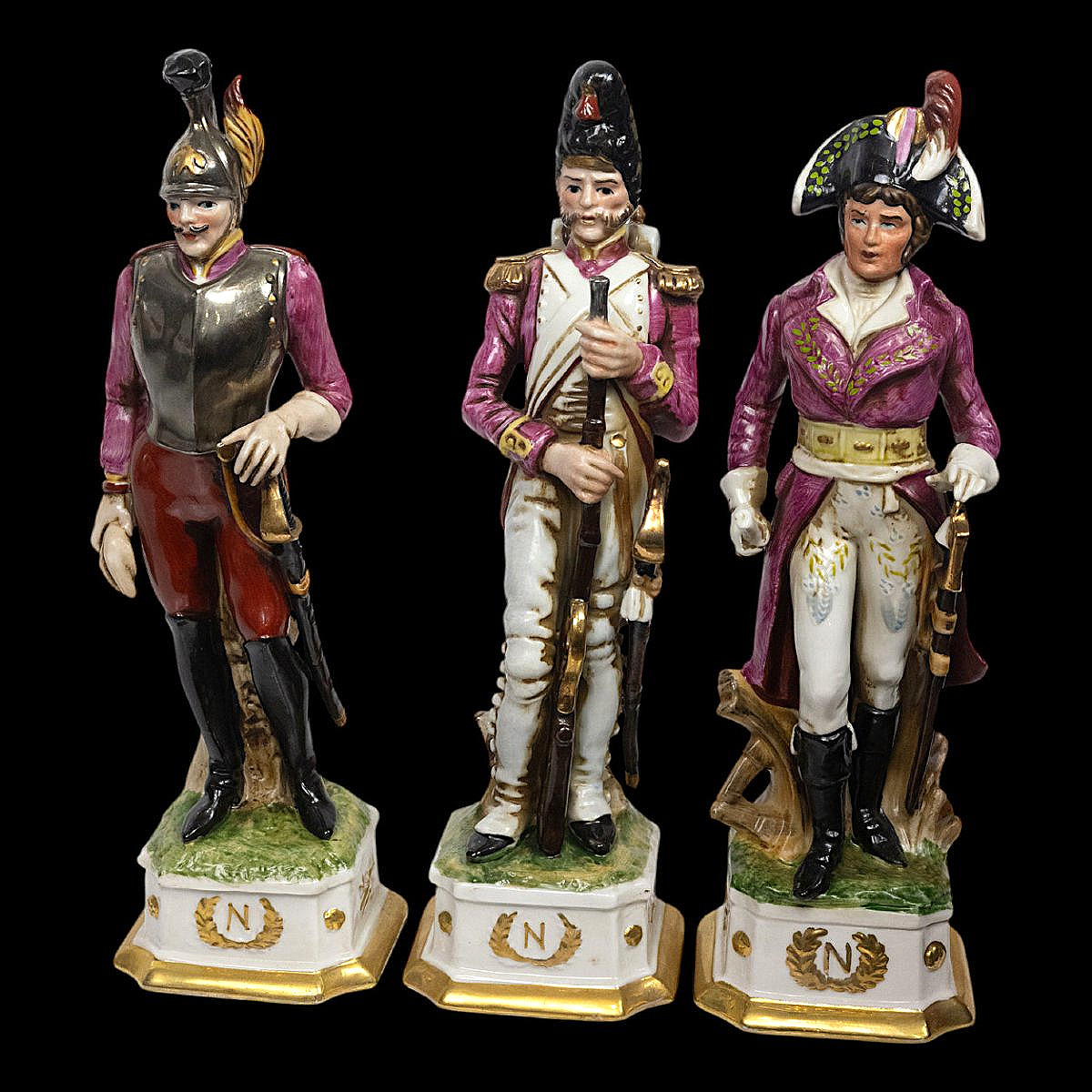 Ensemble de 16 Soldats Napoléoniens en Porcelaine - Dans le goût Capodimonte - XXe siècle-photo-2