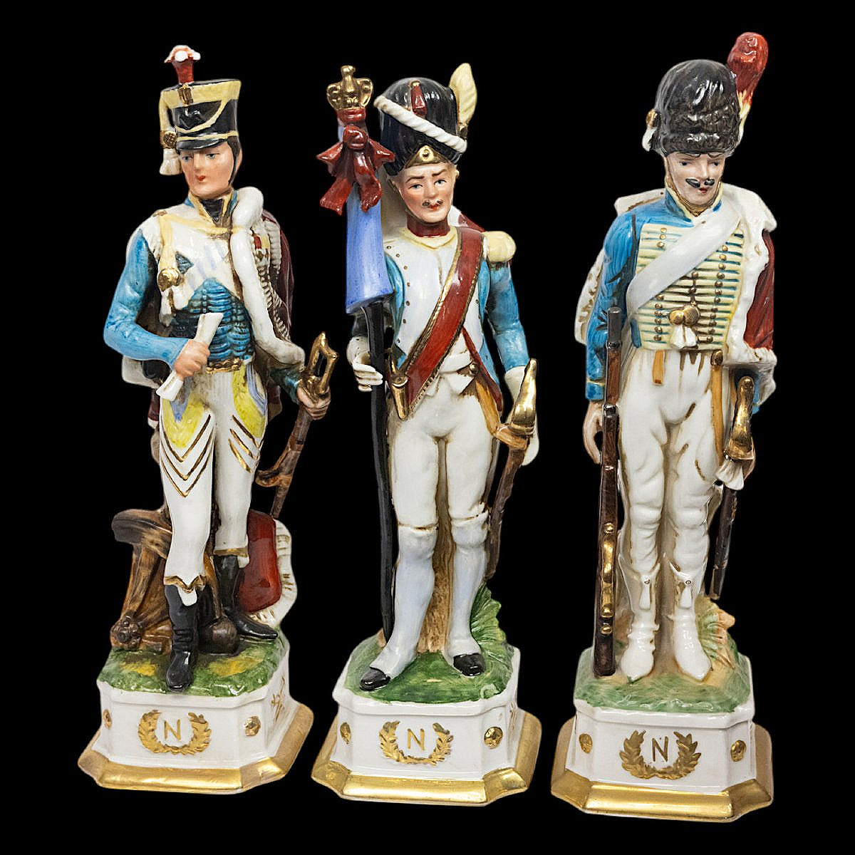 Ensemble de 16 Soldats Napoléoniens en Porcelaine - Dans le goût Capodimonte - XXe siècle-photo-4