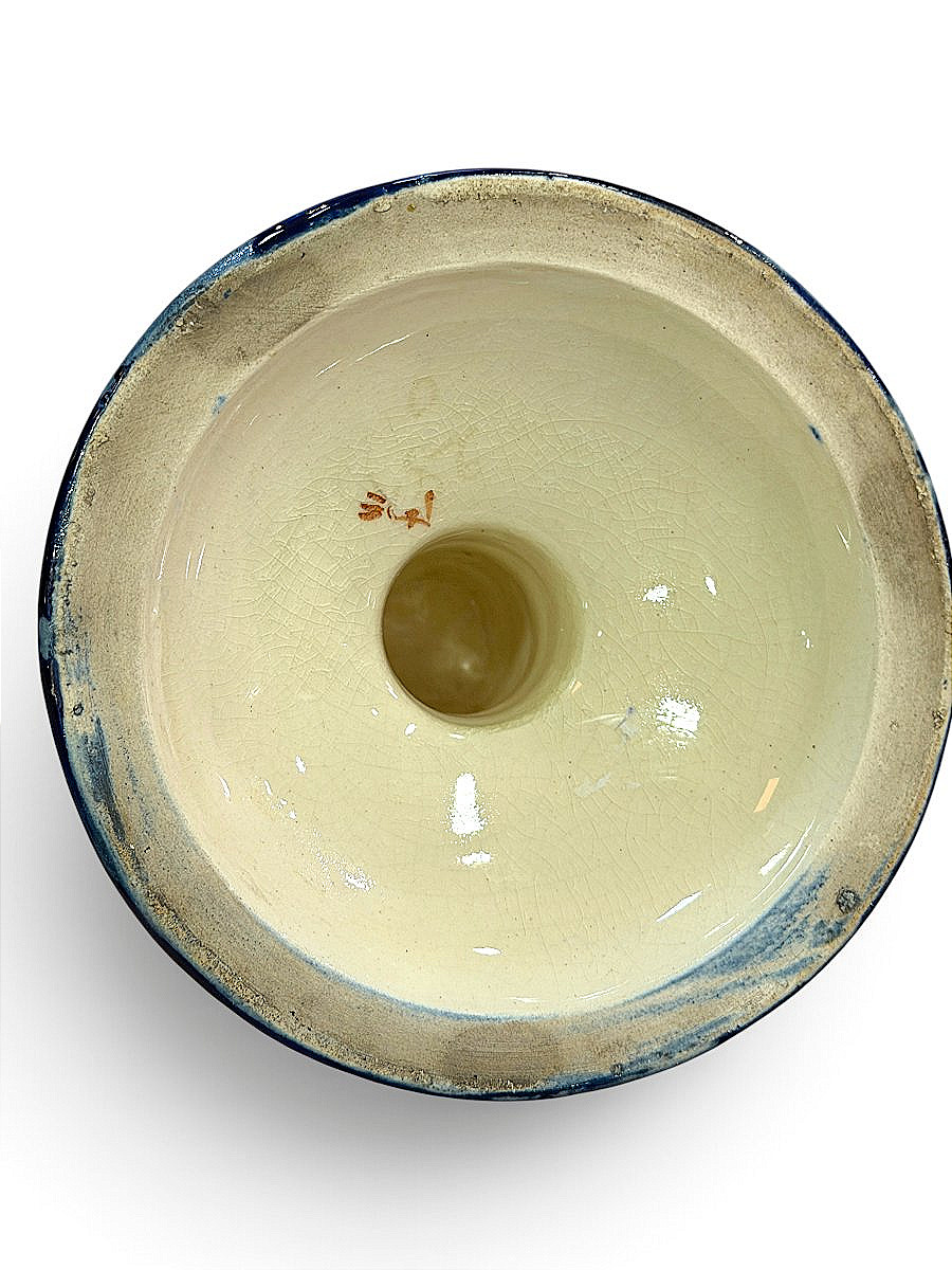 Aiguière/Pichet d’apparat Néo-Renaissance - Céramique Bleu Cobalt & Décor en Relief - Vers 1900-photo-3
