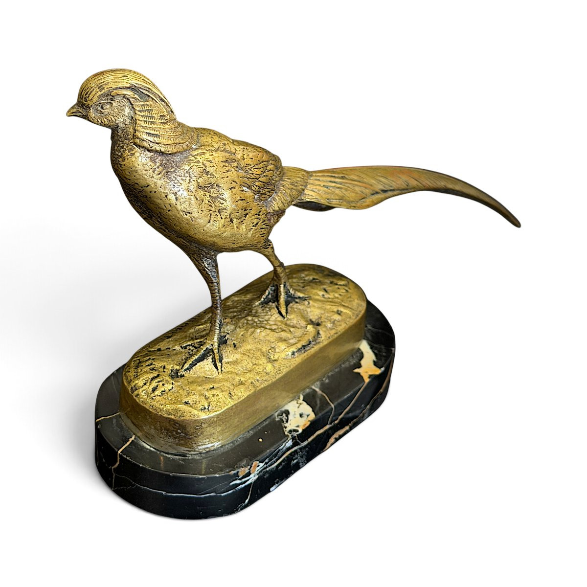 Faisan doré en bronze signé Alfred Jacquemart (1824-1896) - L. 20 cm - XIXe siècle (vers 1890)-photo-3