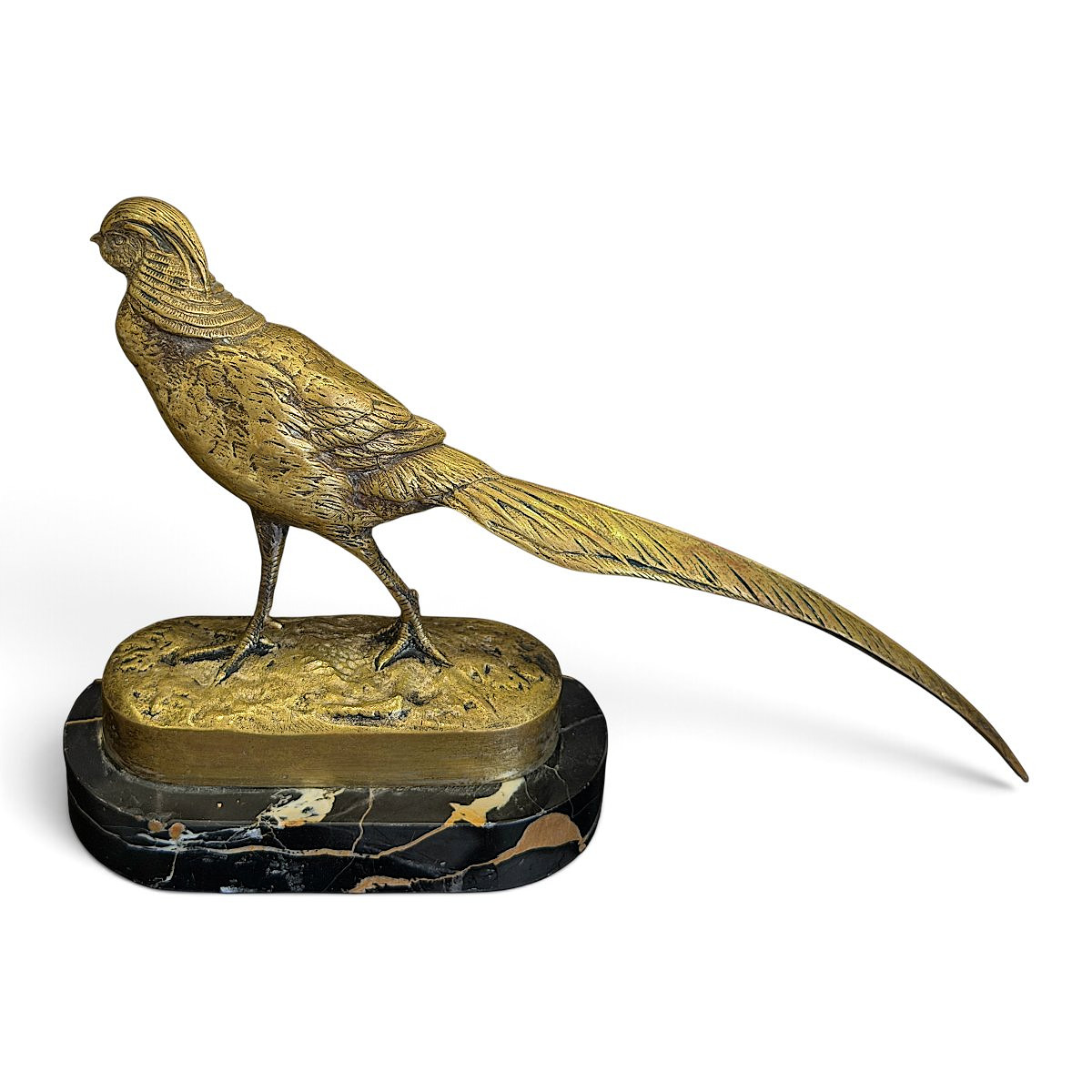 Faisan doré en bronze signé Alfred Jacquemart (1824-1896) - L. 20 cm - XIXe siècle (vers 1890)-photo-1