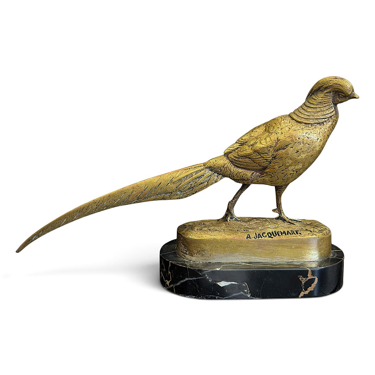 Faisan doré en bronze signé Alfred Jacquemart (1824-1896) - L. 20 cm - XIXe siècle (vers 1890)