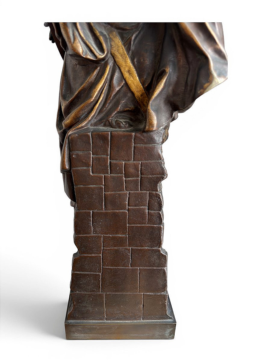 Grand bronze "Femme à la mandoline" dans le goût de Carrier Belleuse - XIXe siècle - H. 70 cm-photo-5