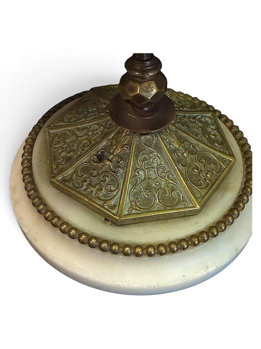 Pair Of Octagonal Gilded Bronze Candy Dishes Decorated With Putti—alabaster Bases—19th Century-photo-5