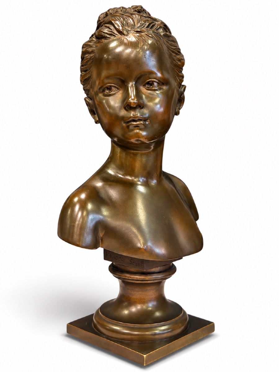 Bronze Bust Of Louise Brongniart After Houdon—signed Houdon And Susse Frères—19th Century-photo-1