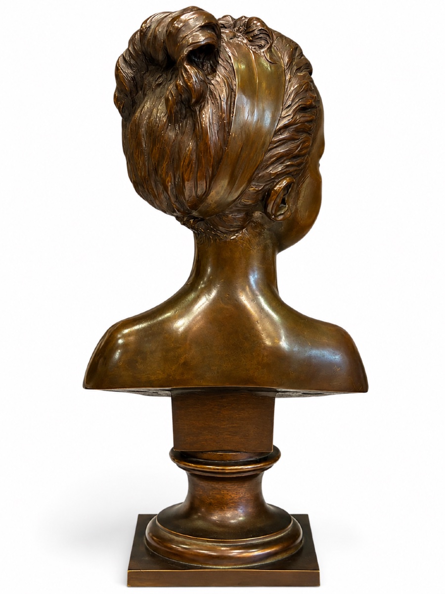 Bronze Bust Of Louise Brongniart After Houdon—signed Houdon And Susse Frères—19th Century-photo-2