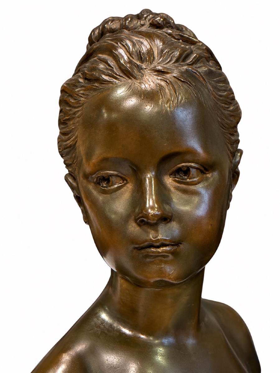 Bronze Bust Of Louise Brongniart After Houdon—signed Houdon And Susse Frères—19th Century-photo-3
